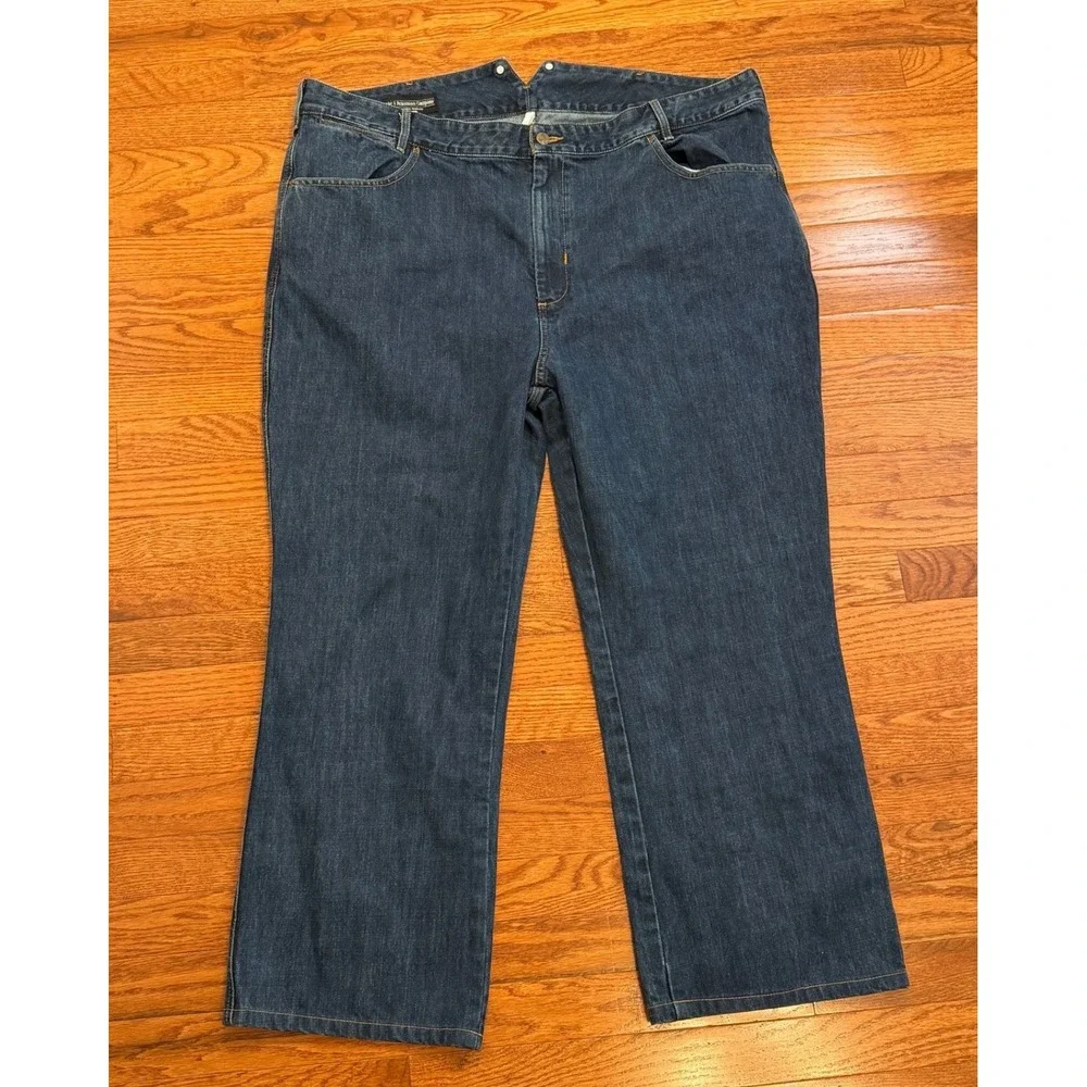 J Peterman Jeans Men 44x29 Blue Straight Leg Suspender Buttons Denim Western